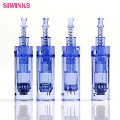 China Crystal Blue Microneedle Screw Cartridge Replacement 12 Pin/36 Pin/42 Pin Micro Needling Pen/Nano Permanent Tattoo Needles For Derma Pen for sale