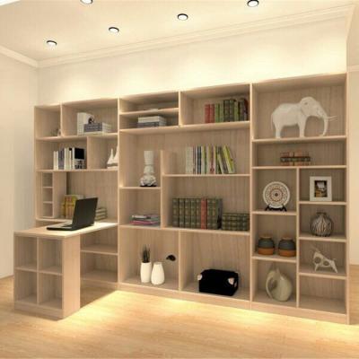 China Morden Modern Light Living Room Custom Study Bookcase with Desk. for sale