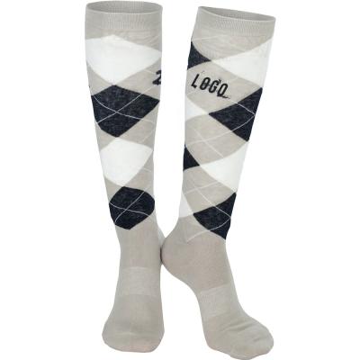 China 100% Cotton Bamboo Fiber Arch Support Socks Sporty Argyle Socks Custom Logo Embroidered Long Equestrian Riding Socks for sale