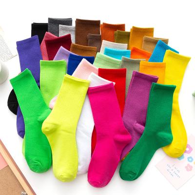 China QUICK DRY custom design 100 INS candy cotton socks solid color pile socks slouch women socks for sale