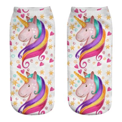 China QUICK DRY Custom Logo Sublimation Digital Printing Socks Combed Cotton Unicorn 3D Printed Socks for sale