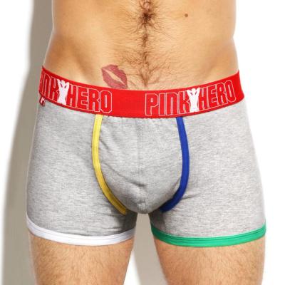 China Solid Style Mens Underwear Antibacterial Pink Soft Comfortable Cotton Hero Pouch Boxer Shorts Underwear for sale