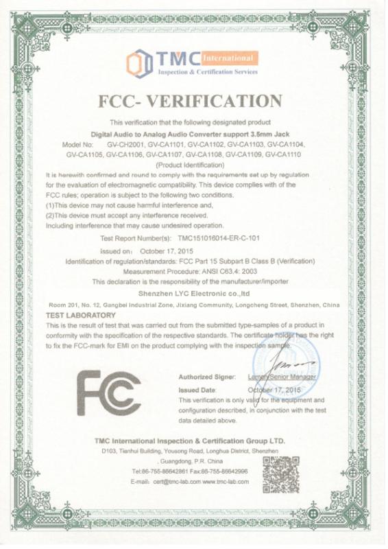 FCC - Shenzhen LYC Electronic co.,ltd