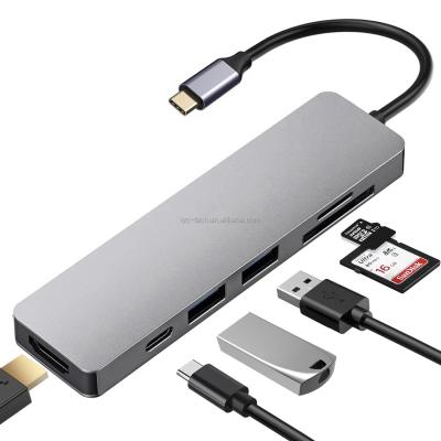 China High quality left usb hub 6 in 1 type c hub card usb multi function usb hub 111.6*32.4*11mm for sale