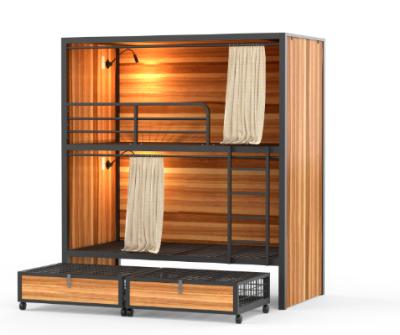 China Modern Detachable Lodge Capsule Bunk Bed Capsule Metal Steel Frame For Hotel And Hostel With Lockers And Curtains for sale