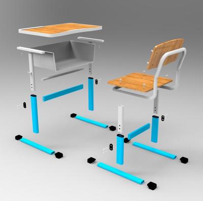 China Adjust Height Wooden Cheap School Desk And Chair Study Adjustable Classroom Desk And Chair for sale