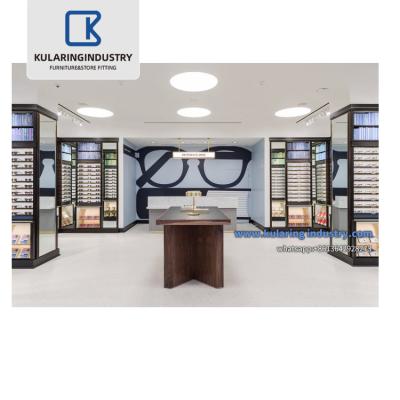 China Customized Shop Display Counter Counter Design Glass Eyewear Shop Interior High End Modern Glass Showroom Customized for sale