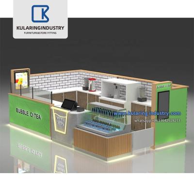 China KULARING Store Delicious Ice Cream Bubble Tea Retail Kiosk Fruit Juice Shop Interior Design Coffee Shop Milk Tea Shop Design for sale