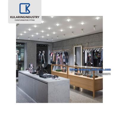 China Customized Wooden Retail Men's Clothing Display Rack Design Clothing Store Fixtures Suit Display Furniture For Men's Clothing Store for sale