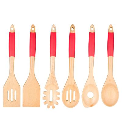 China 7pcs Sustainable Kitchen Tools Natural Wooden Cookware Tools for sale