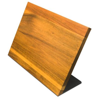 China Sustainable Factory Selling Magnetic Acacia Wood Knife Block With Stainless Steel Bottom for sale