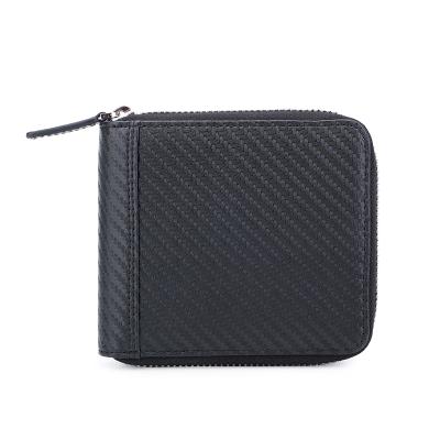 China Custom Round RFID Zipper Men Wallet RFID Blocking Coin Wallet Men for sale