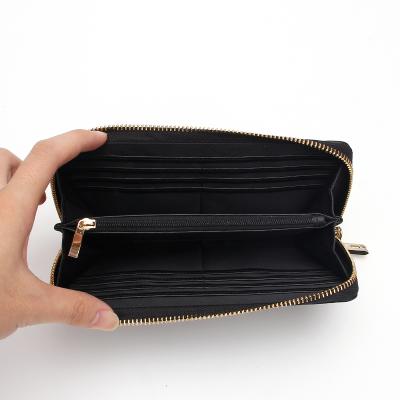 China Custom RFID Black PU Wallet Purses Women Your LOGO RFID Ladies Purses Wallet for sale