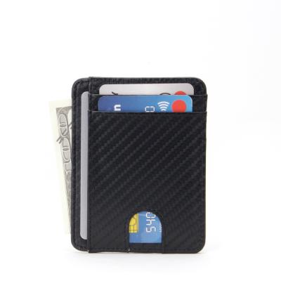 China RFID Carbon Fiber PU Wallet OEM RFID Blocking Front Pocket Wallet for sale