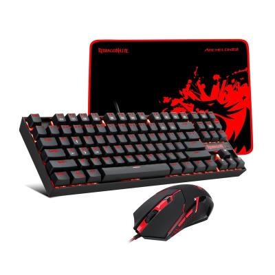 China For Game Redragon K552-BA LED Backlit Game 87 Key Mechanical Keyboard and Mouse Pad Combo Mousepad for sale