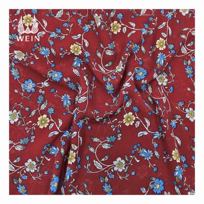 China Wholesale factory WI-A08 small red bottom flowers fabric Chiffon Chiffon Tear-resistant Shrink-resistant printed fabric for printslit skirt for sale