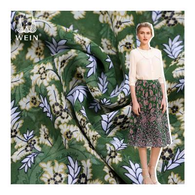 China Hot Selling Breathable Tear-resistant Green Color WI-A08 Leaves Printed Chiffon Printed Cloth 100% Polyester Printed Fabric For Dress for sale