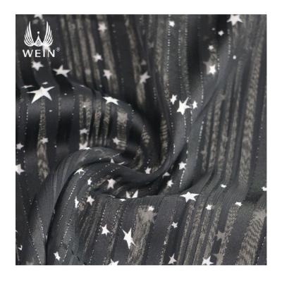 China WI-C05 Design WI-C05 special anti-static shiny lurex stripe 75d silver crepe star and check printed chiffon fabric for sale