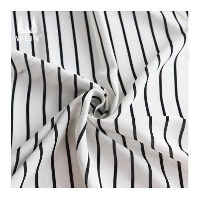 China A12 Chiffon 135gsm Polyester 135gsm Soft Striped Black And White Twill Printed Fabrics 100% Stock Lot For Shirt for sale