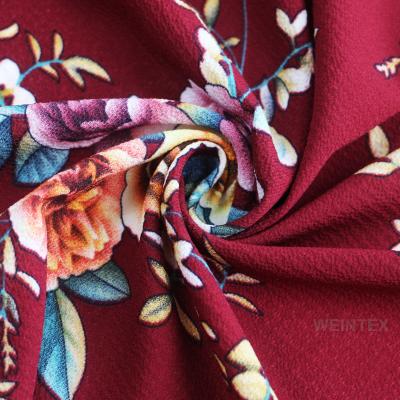 China Viable wholesale custom bubble chiffon polyester crepe colorful floral printed fabric for hijab for sale