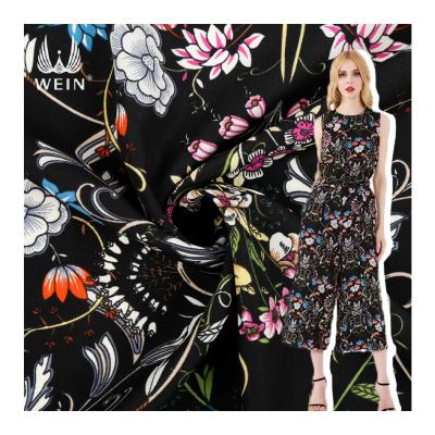 China 100% Polyester WI-B12 Medium Thick Wool Peach Floral Printed Fabric Anti-Static For Arabic Dress for sale