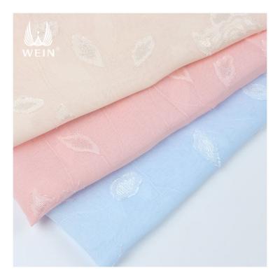 China WI-J07 Shaoxing Textile Antistatic Breathable Colorful Fabric Dyed Peony Staple Chiffon 100% Chiffon Fabric For Blouse for sale