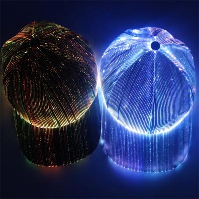 China COMMON LED Light Up Hat, Glow in the Dark Baseball Cap for Rave Music Festival Party, Fiber Optic Luminous Baseball Hat for sale