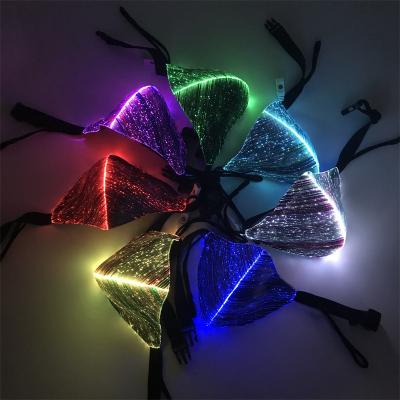 China Constant On/Fast Flashing/Hot Sale Gauze Optical Fiber Light Up Washable Luminous Rechargeable Unisex Colorful Rotation Led Cloth Face Mask With Filter for sale