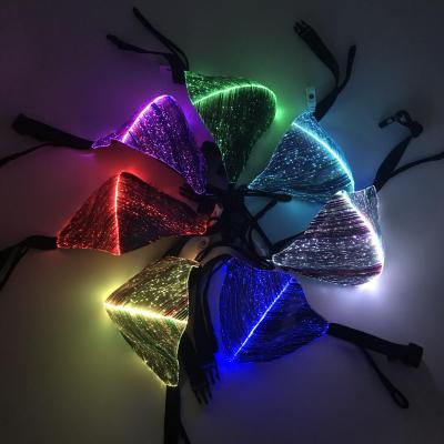 China 2020 Newest Colorful Rechargeable Led Fiber Optic Mask Dustproof LED Face Mask Constant On/Fast/Spin Colorful Led Glow In The Dark for sale