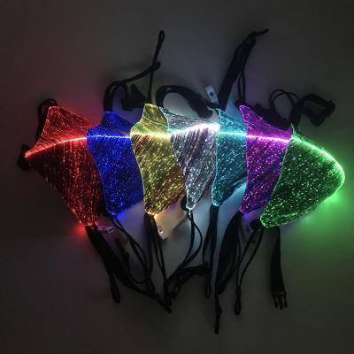 China Constant On/Fast Flashing/Colorful Rotation Halloween Celebrations Light Up Led Fiber Optic Mask 7 Colors Rave Mask Display Party Glow In The Dark for sale