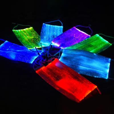 China Hot Sale Constant On/Fast Flashing/Rotating Colorful Halloween Led Fiber Optic Face Masks 7 Color Glow Shield EL Party Praise Washable Dustproof Mask for sale