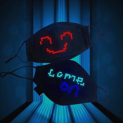 China Hot Smart DIY Phone APP Control Praise Music Party Lighting Mukti-tongue Led Mask Mode Halloween USB Charging Mask for sale