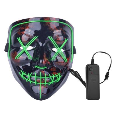 China Halloween Activted Mask EL Cosplay Costume Wire Running Scary Mask Glowing Noise LED Mask for sale