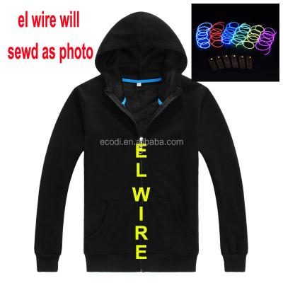 China Glowing be different! custom el wire clothes/led hoodie/el neon hoodie for sale