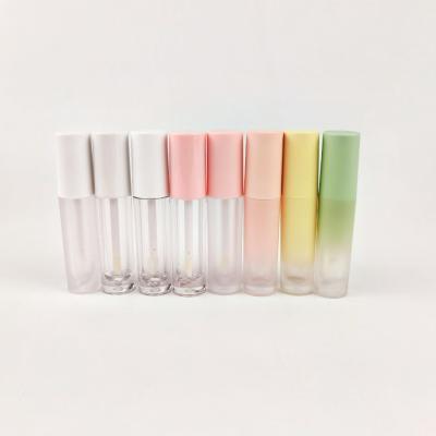 China 3g 3ml Rose Green Lip Gloss Cosmetic Empty Frosted Yellow Tubes With Magic Wands Custom Logo for sale