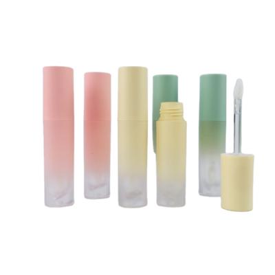 China Cosmetic in 3g 3ml Matte Pink Yellow Green Lip Gloss Stock Tube with Brush for sale