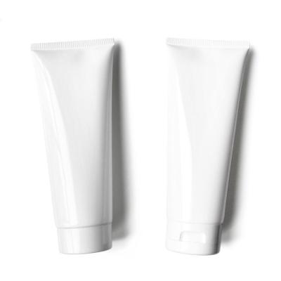 China 200ml 200g Glossy Black White Empty Cosmetic PE Body Lotion Squeeze Tube With Flip Top Cap for sale