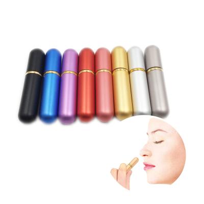 China Personal Care 8 Colors Refillable Aluminum Empty Nasal Inhaler And Glass Personal Essential Oil Inhaler Empty Tube for sale