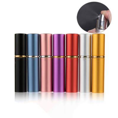 China Personal Care 5ml Mini Portable Travel Metal Refillable Perfume Bottle Blue Silver Black Gold Empty Perfume Atomizer Container for sale