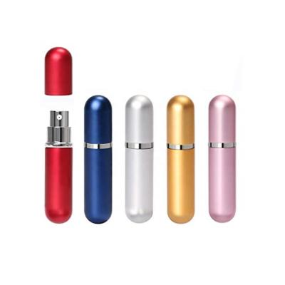 China Personal Care 5ml Round Pocket Perfume Atomizer Spray Bottle Aluminum Metal Bottles for sale