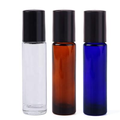 China Personal Care Roll On Plastic Bottle Roller Bottles Screw Cap 10ml Essential Oil Plastic Cobalt Blue Screen Printing Cylinder 3mm for sale