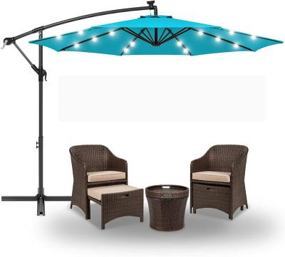 China 9ft Traditional 32 LED Umbrella Lit Patio Umbrella with Tilt and Crank Outdoor Umbrella for Garden for sale