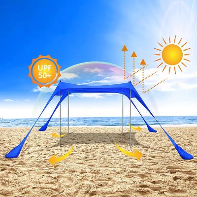 China Hot Creative Customized Lycra Beach Tent Sun Shelter Manufacturer Aluminum Pole Beach Shade Tent UV-resistant for sale