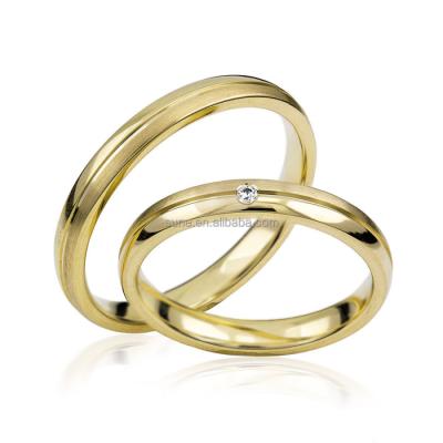 China Fashionable 3mm Love Ring Jewelry Gold Plated Titanium Wedding Ring His and Hers Sets for sale