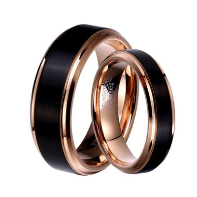 China Fashionable Hot Selling Tungsten Carbide 18K Rose Gold Wedding Band and Color Men's Tungsten Ring for sale