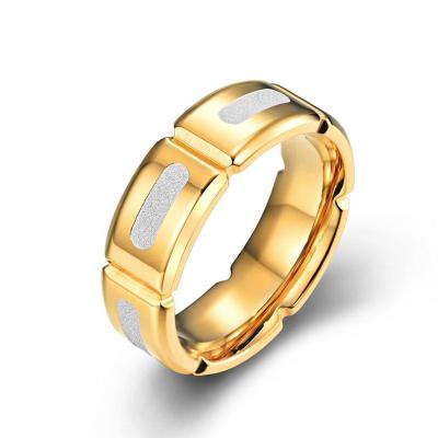 China Mens Jewelry CLASSIC High Quality IP Blue Plated Stainless Steel Ring 8mm Gold Wedding Bands for sale