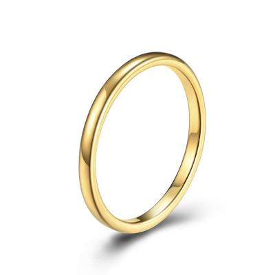 China CLASSIC Single Dome Polished Gold Finger Ring Designs Unisex Wedding Ring 2mm Tungsten Steel Stacking Rings for sale