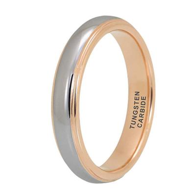 China Classic 4mm Rose Gold Tungsten Rings For Men's Fashionable Women's Wedding Bands for sale