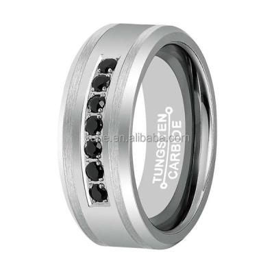 China Trendy Wholesale Tungsten Ring With Zircon Stainless Steel Men Fashion Jewelry for sale