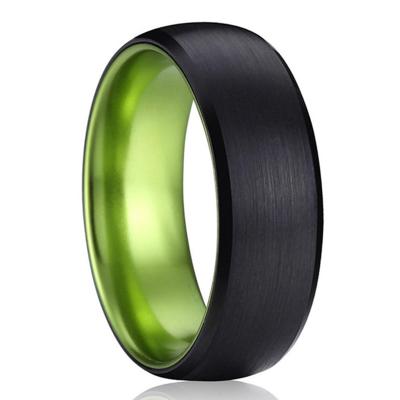 China Hot New Fashionable Color Men's Green Tungsten Wedding Rings 8mm Anillos Para Hombres for sale